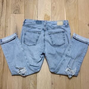 AG Adriano Goldschmied Distressed Ex Boyfriend Slouchy Slim Light Blue Jeans EUC